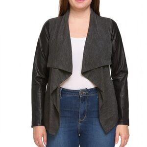 Sweet Rain brand open front moto/jacket cardigan SZ S gray black waterfall front